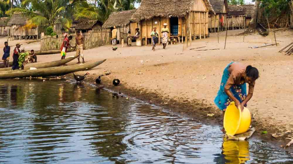 Malagasy typical village along the Pangalanes channel, eastern Madagascar (2016)