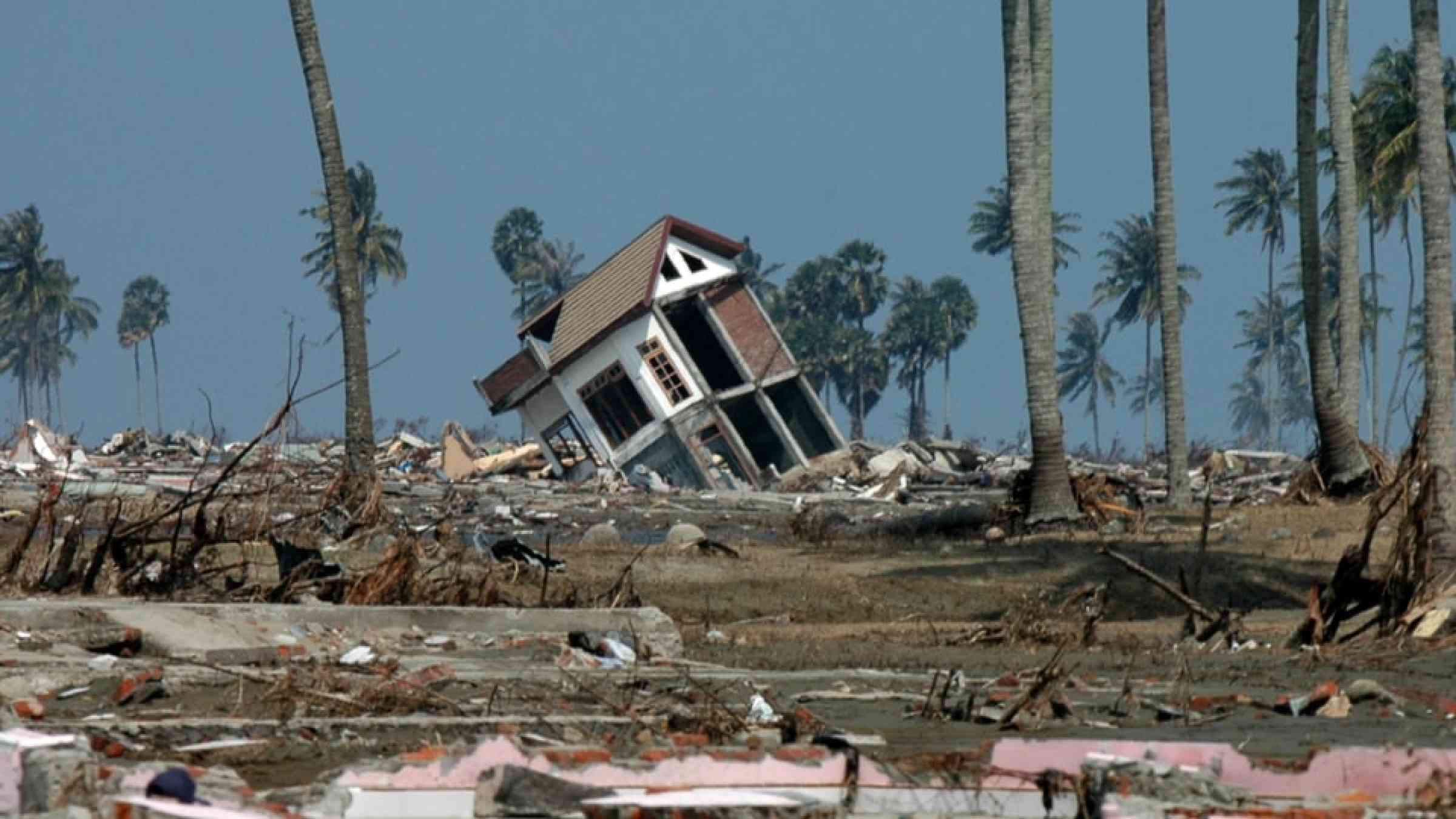 Aftermath of tsunami in Aceh City, Indonesia (2014)