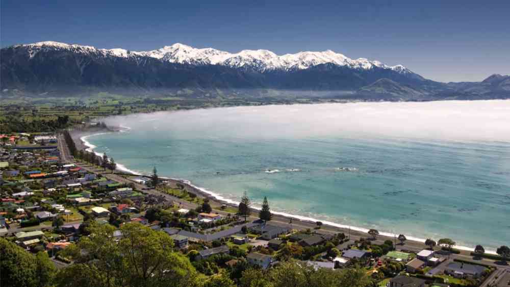 Aerial view of Kaikoura township
