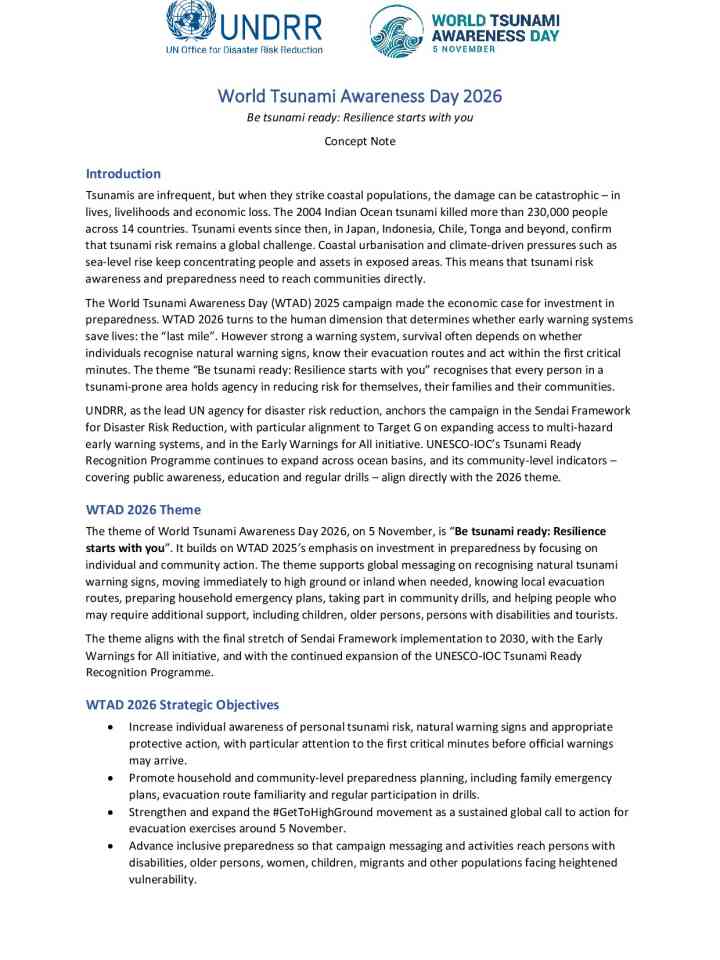 World Tsunami Awareness Day 2026: Concept Note thumbnail