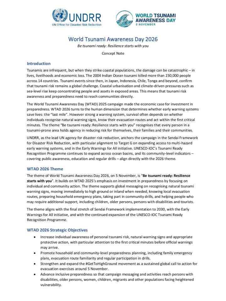 World Tsunami Awareness Day 2026: Concept Note thumbnail